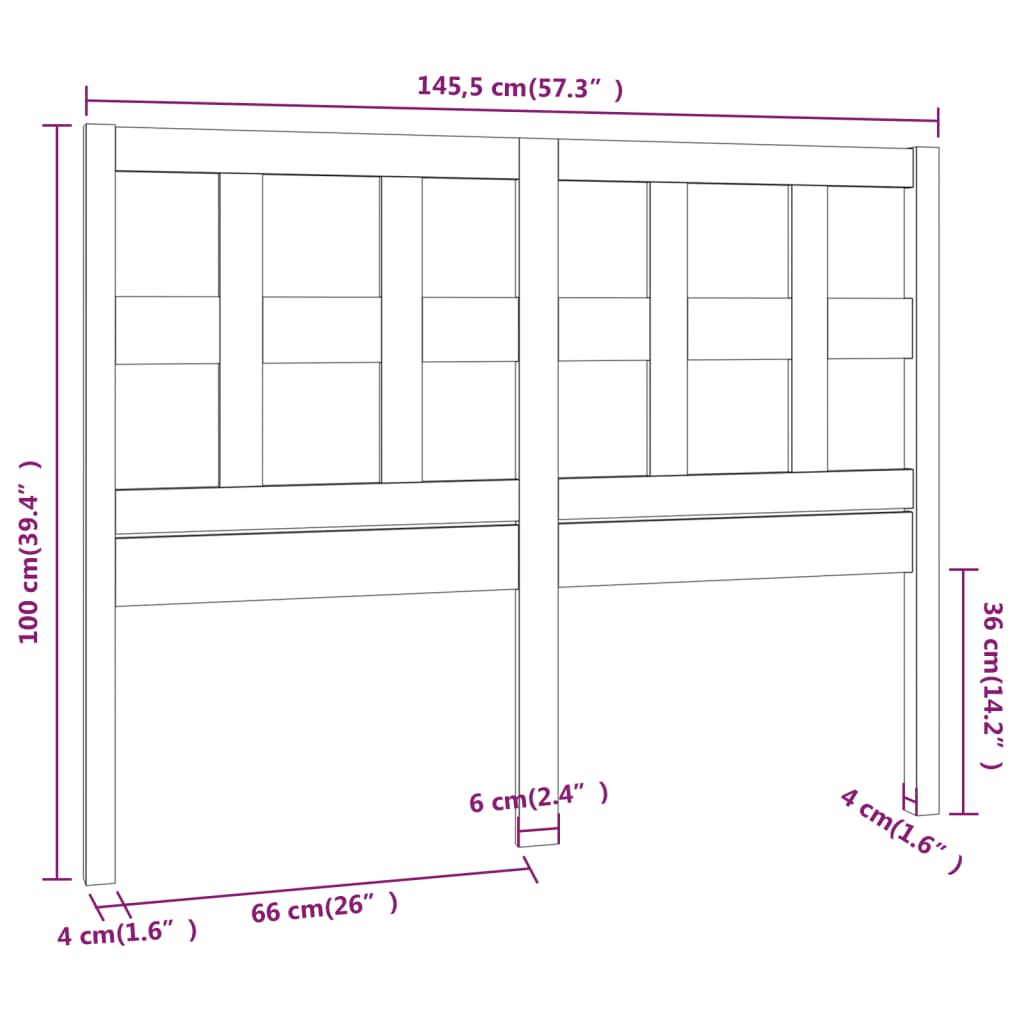 vidaXL Tăblie de pat, alb, 145,5x4x100 cm, lemn masiv de pin vidaXL Tăblie de pat, alb, 145,5x4x100 cm, lemn masiv de pin