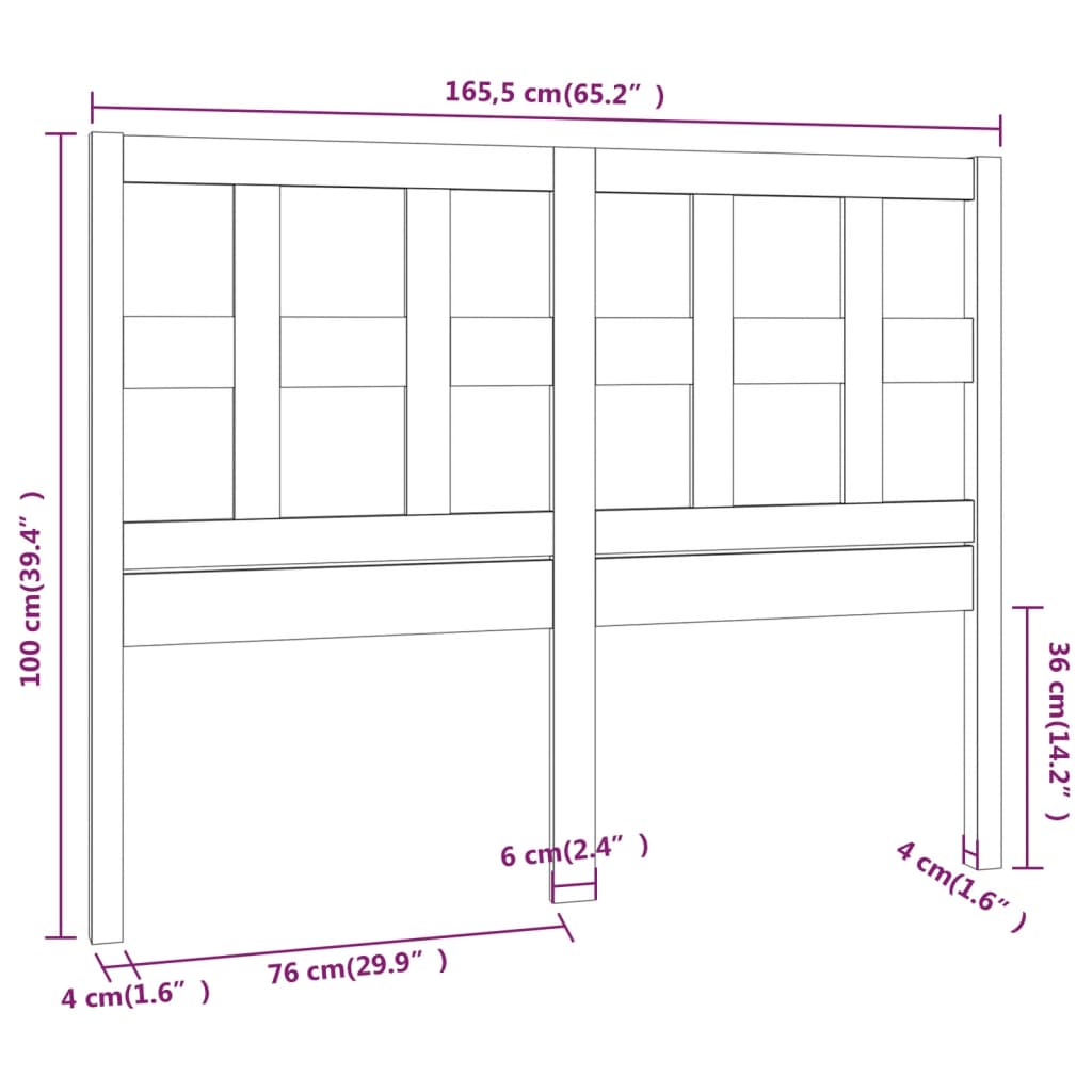 vidaXL Tăblie de pat, gri, 165,5x4x100 cm, lemn masiv de pin