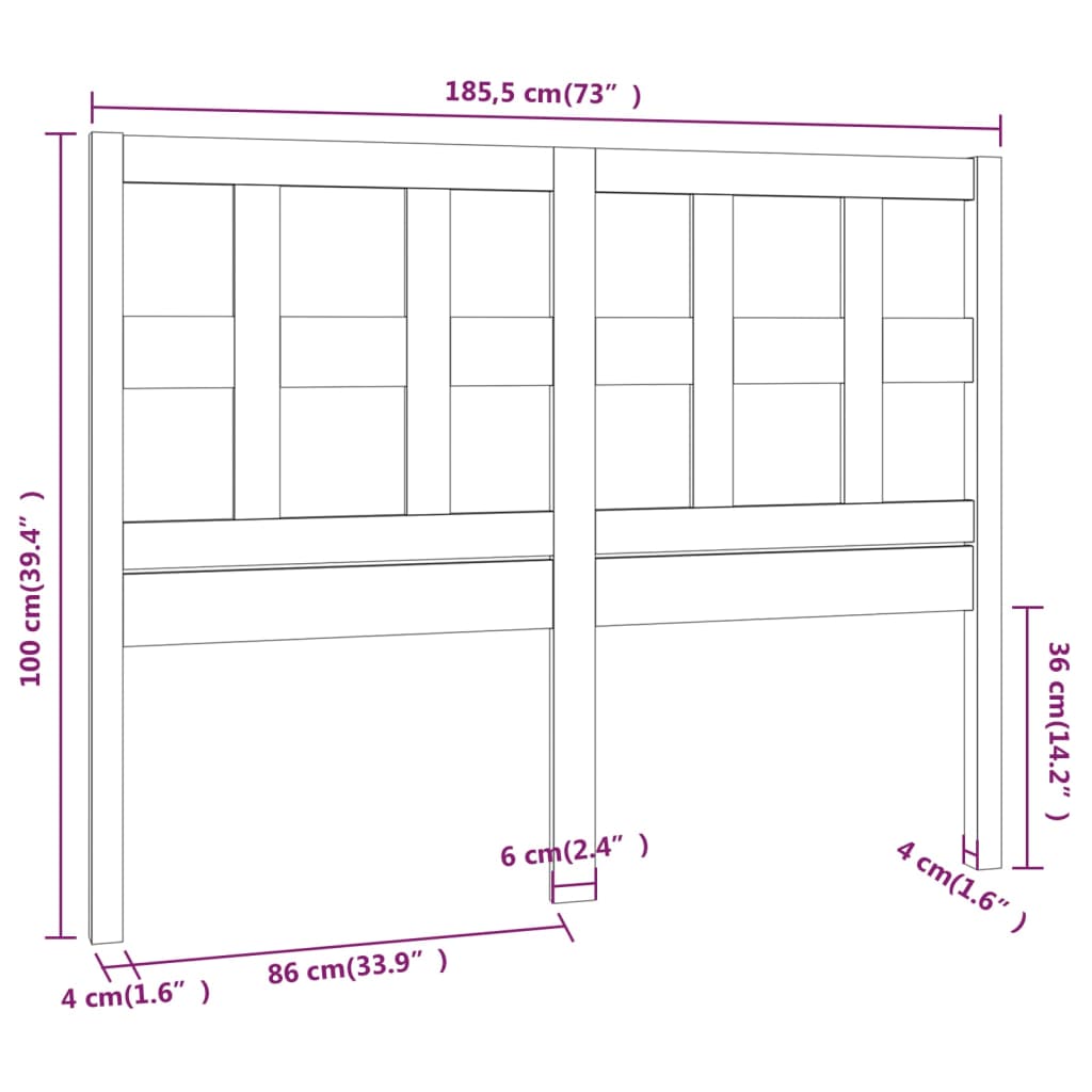 vidaXL Tăblie de pat, gri, 185,5x4x100 cm, lemn masiv de pin vidaXL Tăblie de pat, gri, 185,5x4x100 cm, lemn masiv de pin