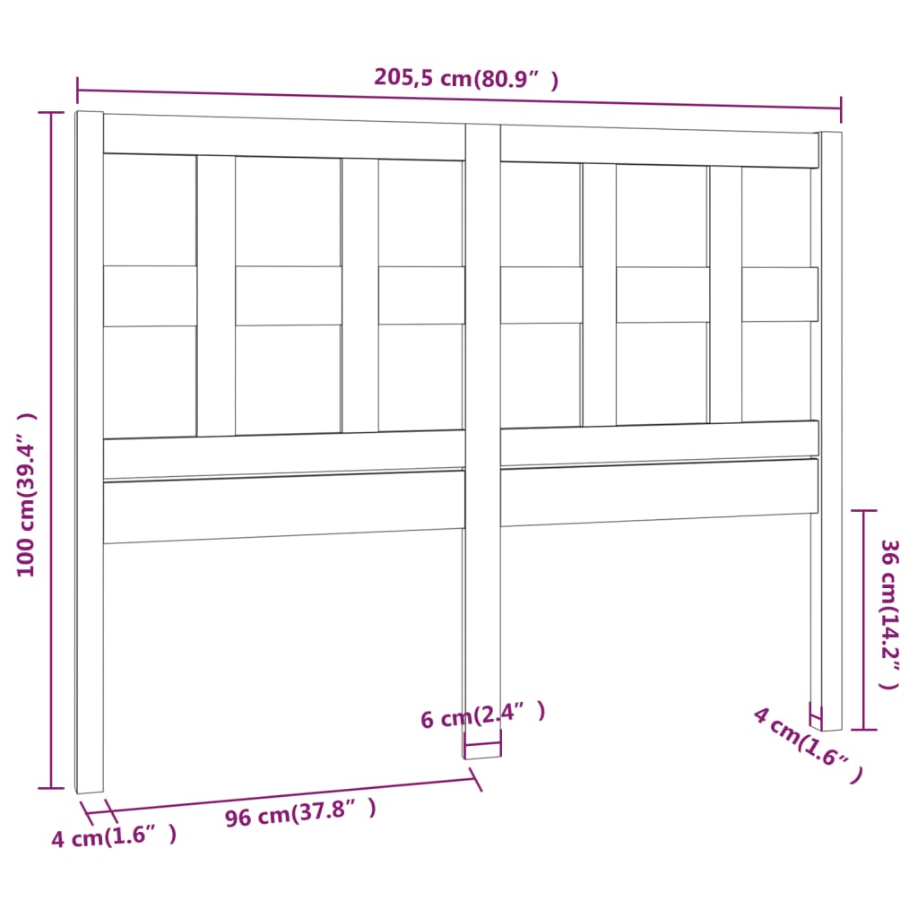 vidaXL Tăblie de pat, maro miere, 205,5x4x100 cm, lemn masiv de pin