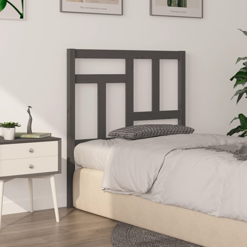 vidaXL Tăblie de pat, gri, 95,5x4x100 cm, lemn masiv de pin