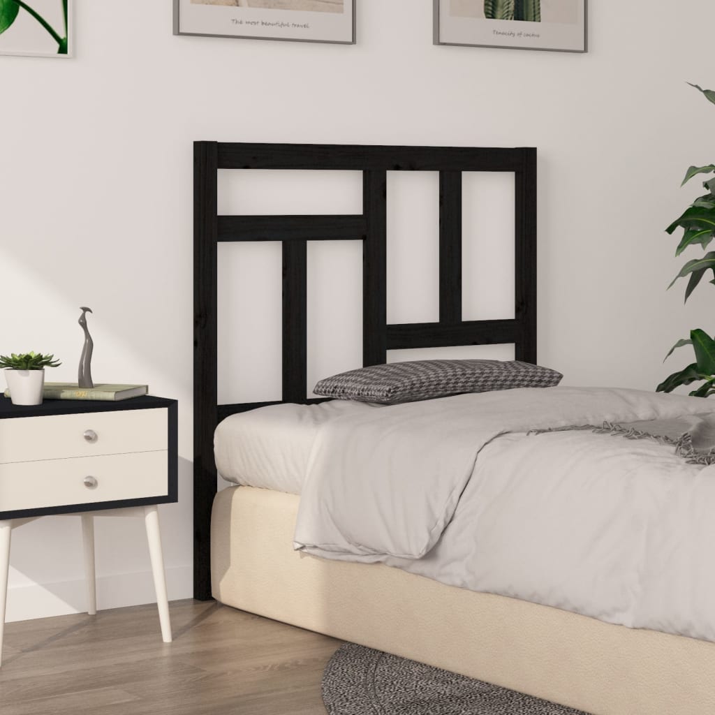vidaXL Tăblie de pat, negru, 95,5x4x100 cm, lemn masiv de pin