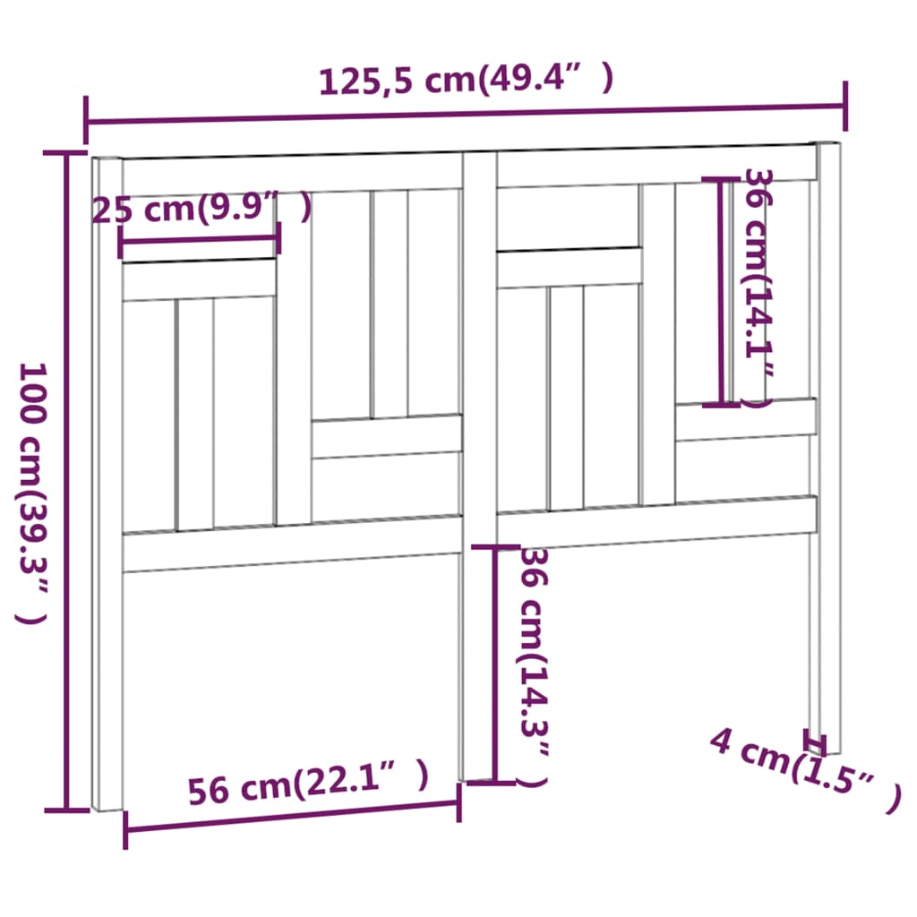 vidaXL Tăblie de pat, maro miere, 125,5x4x100 cm, lemn masiv de pin vidaXL Tăblie de pat, maro miere, 125,5x4x100 cm, lemn masiv de pin