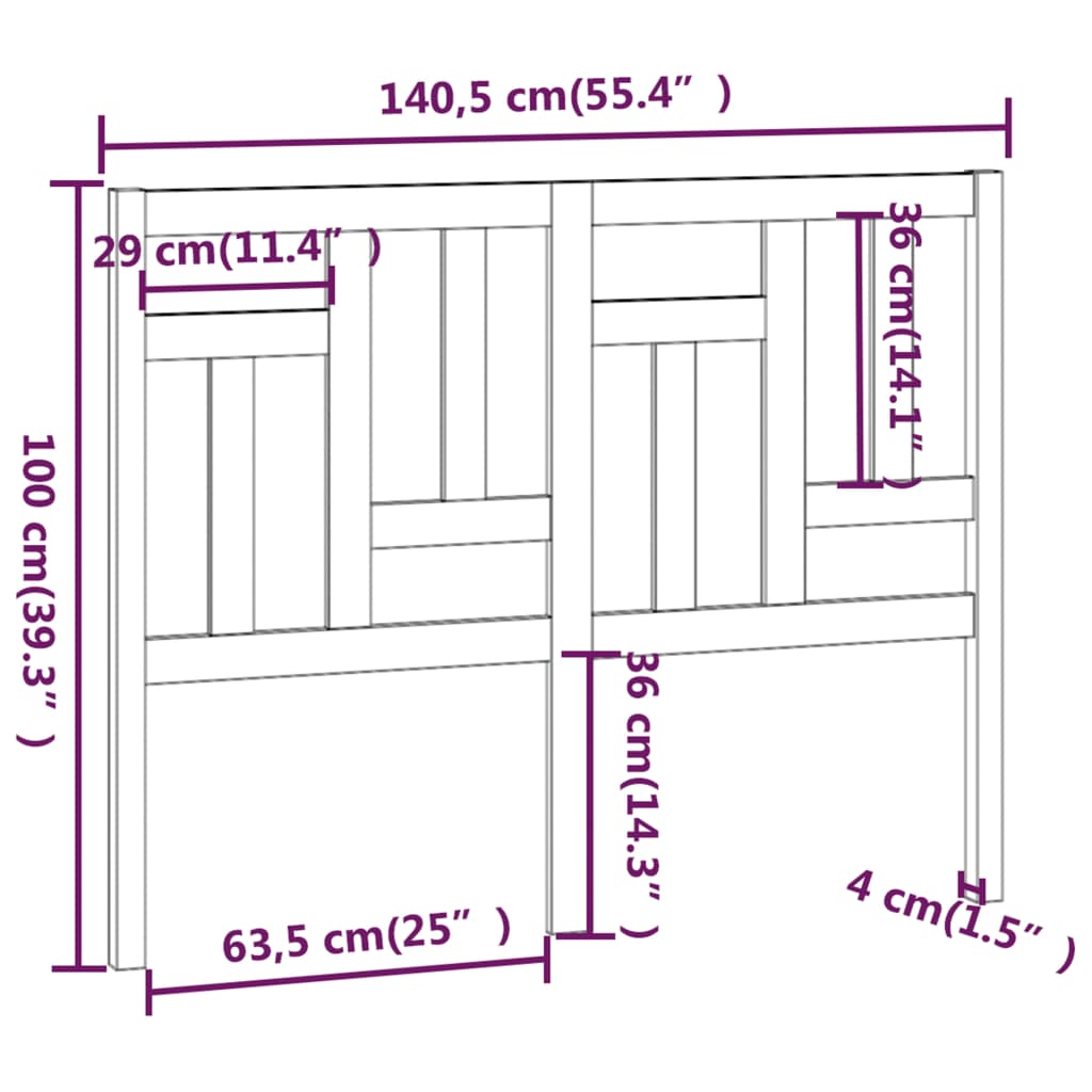 vidaXL Tăblie de pat, 140,5x4x100 cm, lemn masiv de pin