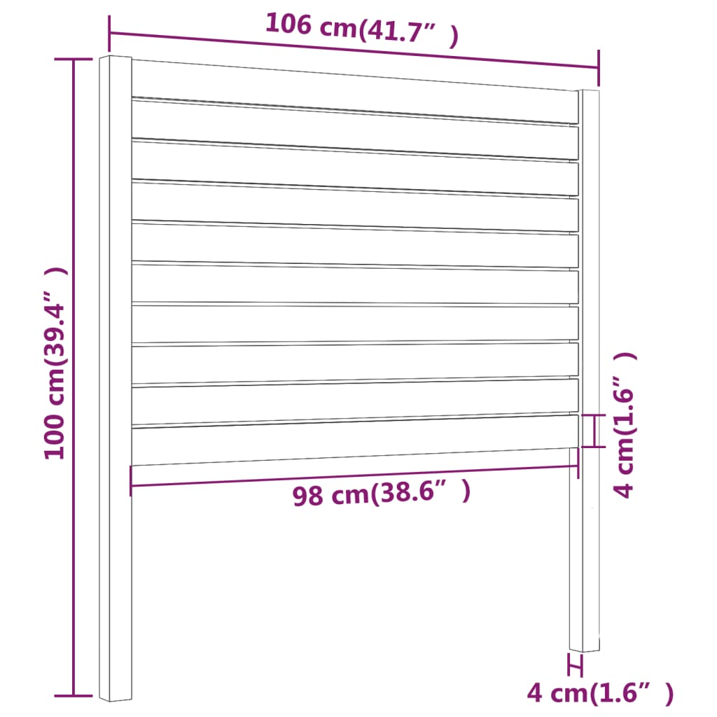 vidaXL Tăblie de pat, maro miere, 106x4x100 cm, lemn masiv de pin vidaXL Tăblie de pat, maro miere, 106x4x100 cm, lemn masiv de pin
