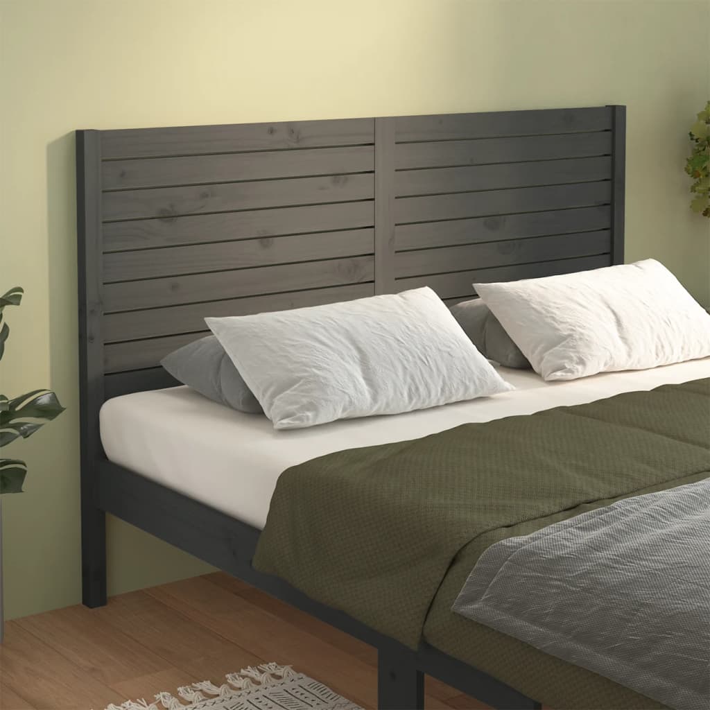 vidaXL Tăblie de pat, gri, 126x4x100 cm, lemn masiv de pin vidaXL Tăblie de pat, gri, 126x4x100 cm, lemn masiv de pin