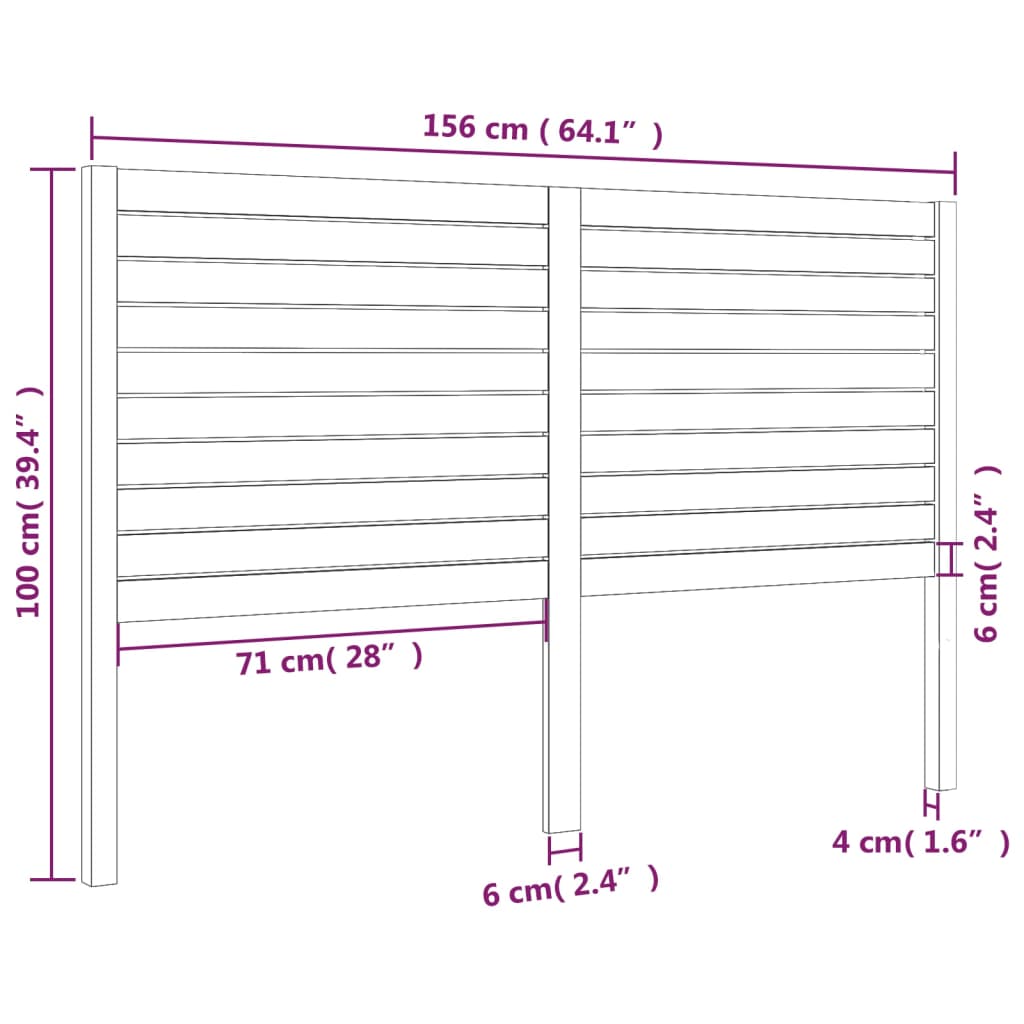 vidaXL Tăblie de pat, negru, 156x4x100 cm, lemn masiv de pin