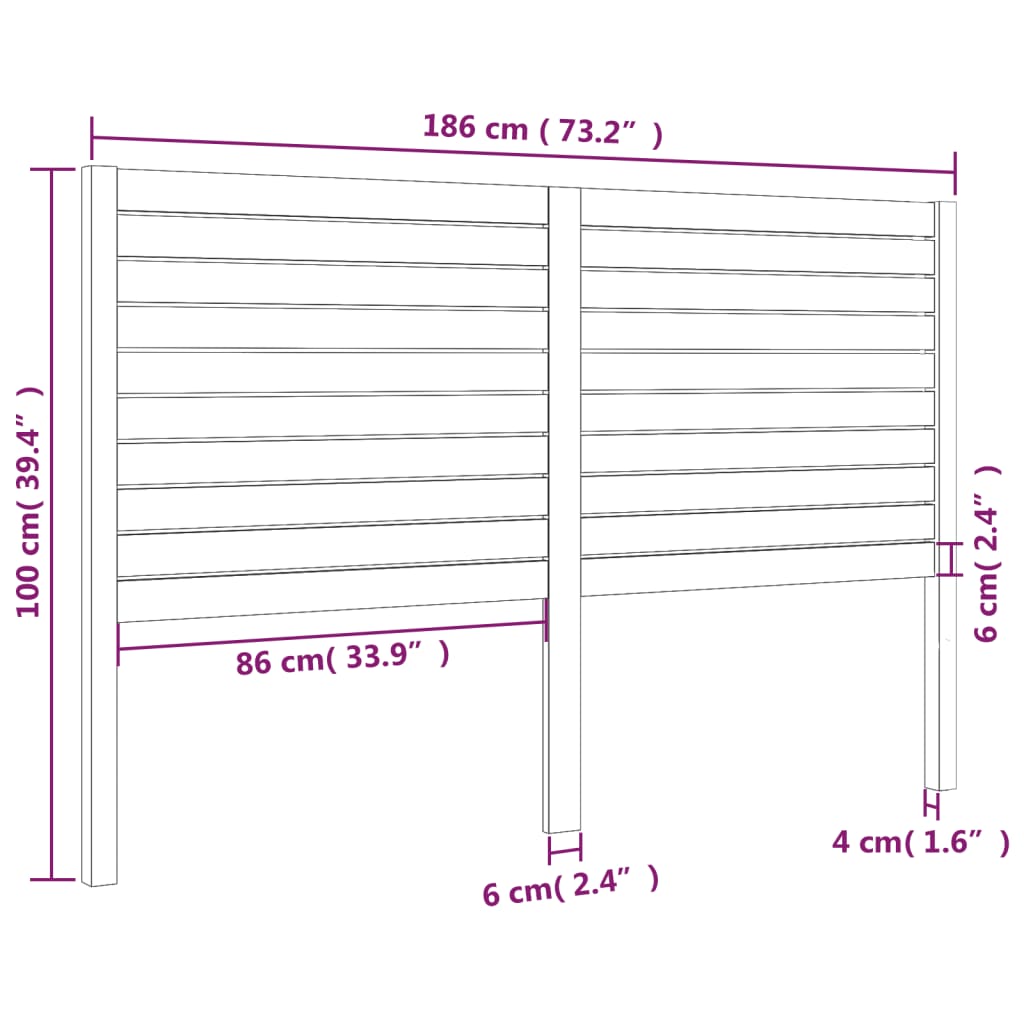 vidaXL Tăblie de pat, alb, 186x4x100 cm, lemn masiv de pin vidaXL Tăblie de pat, alb, 186x4x100 cm, lemn masiv de pin