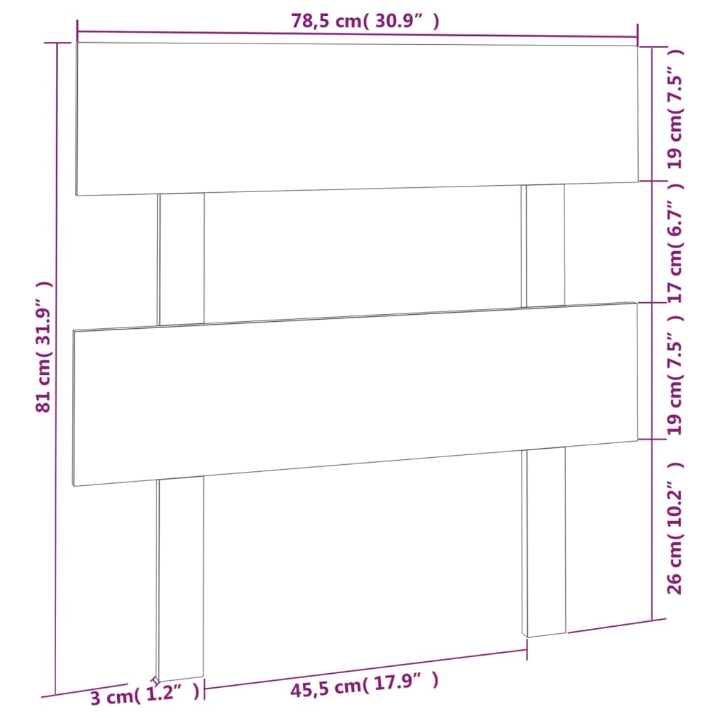vidaXL Tăblie de pat, 78,5x3x81 cm, lemn masiv de pin
