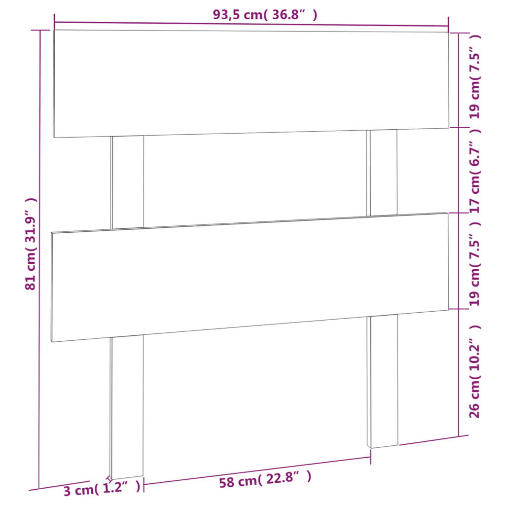 vidaXL Tăblie de pat, negru, 93,5x3x81 cm, lemn masiv de pin