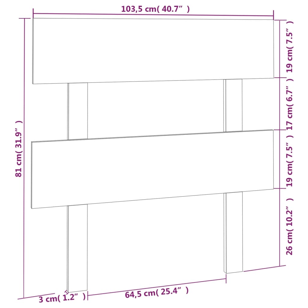 vidaXL Tăblie de pat, gri, 103,5x3x81 cm, lemn masiv de pin vidaXL Tăblie de pat, gri, 103,5x3x81 cm, lemn masiv de pin