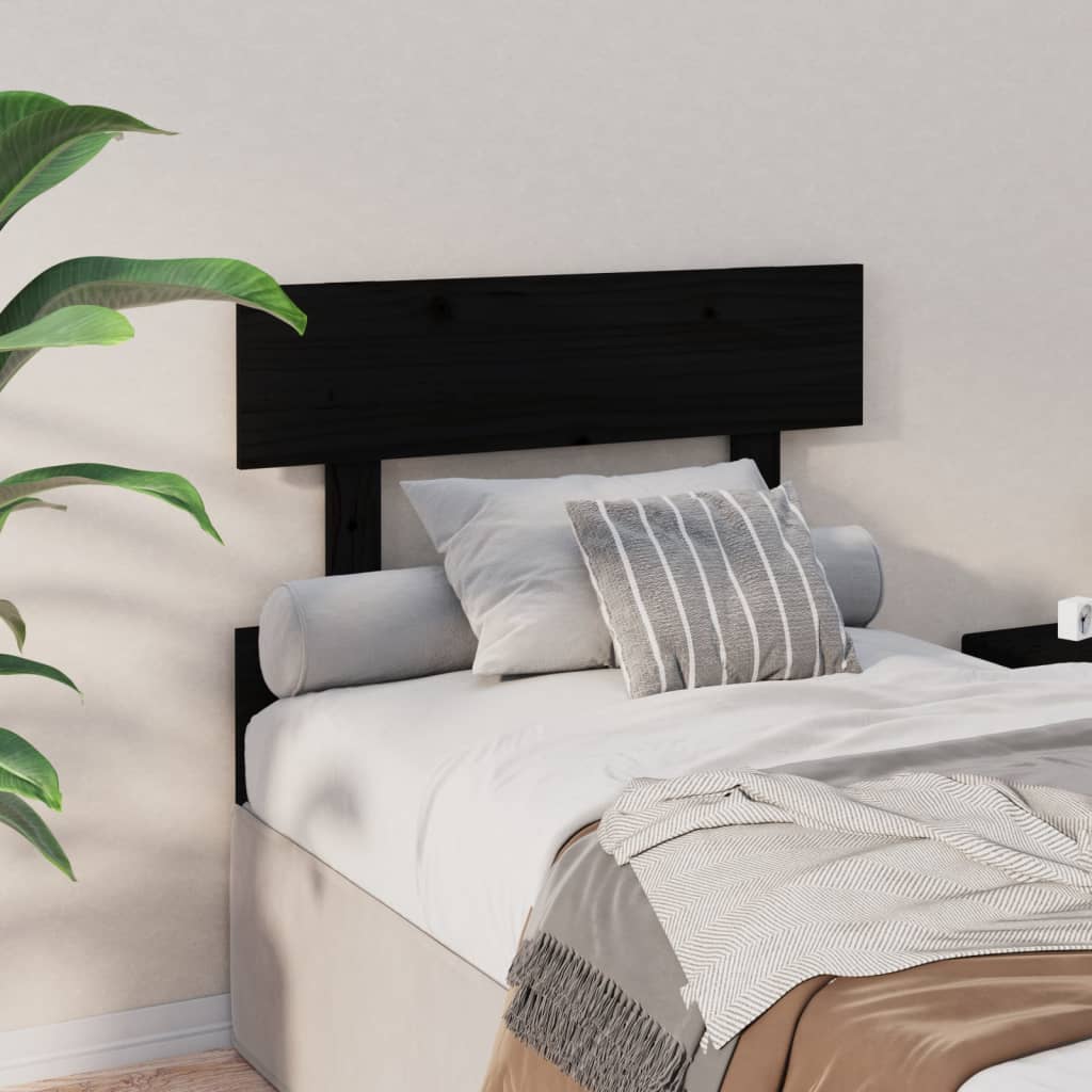 vidaXL Tăblie de pat, negru, 103,5x3x81 cm, lemn masiv de pin vidaXL Tăblie de pat, negru, 103,5x3x81 cm, lemn masiv de pin