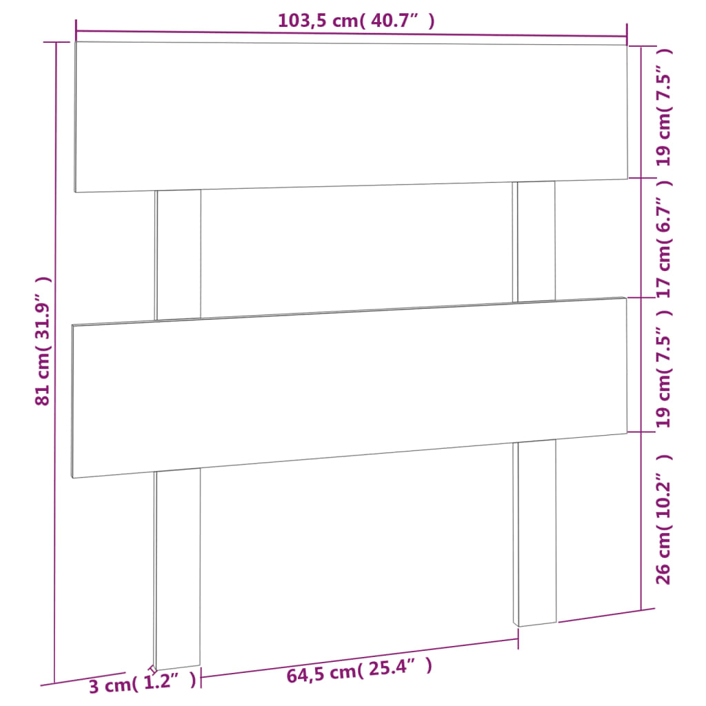 vidaXL Tăblie de pat, negru, 103,5x3x81 cm, lemn masiv de pin vidaXL Tăblie de pat, negru, 103,5x3x81 cm, lemn masiv de pin