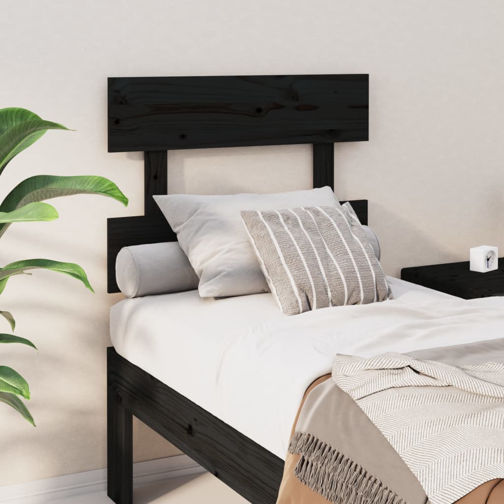 vidaXL Tăblie de pat, negru, 103,5x3x81 cm, lemn masiv de pin vidaXL Tăblie de pat, negru, 103,5x3x81 cm, lemn masiv de pin