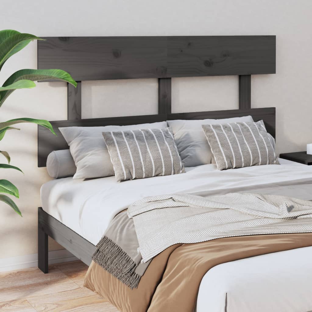 vidaXL Tăblie de pat, gri, 124x3x81 cm, lemn masiv de pin vidaXL Tăblie de pat, gri, 124x3x81 cm, lemn masiv de pin