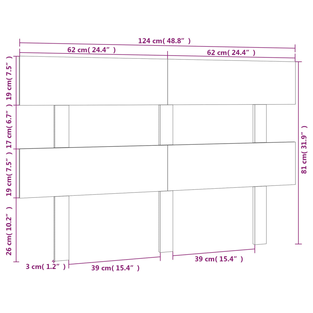 vidaXL Tăblie de pat, negru, 124x3x81 cm, lemn masiv de pin vidaXL Tăblie de pat, negru, 124x3x81 cm, lemn masiv de pin