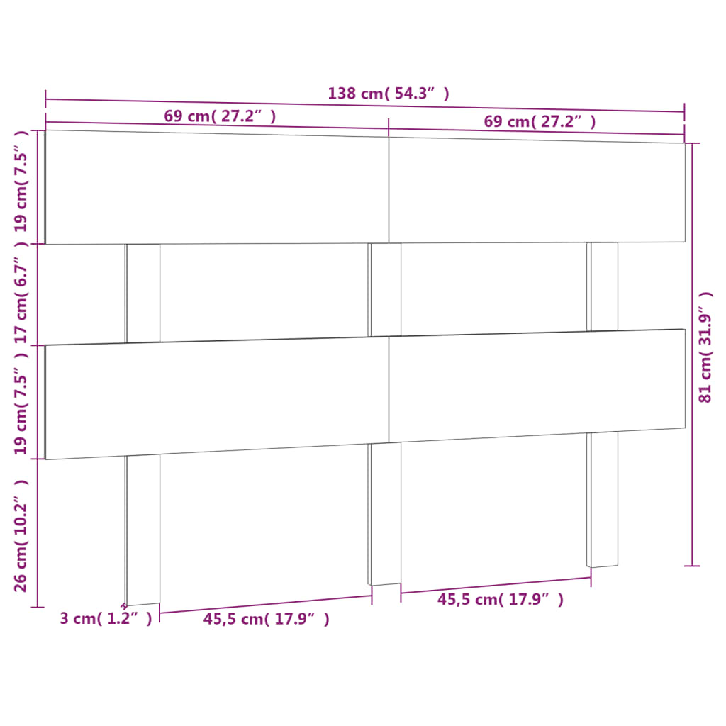 vidaXL Tăblie de pat, negru, 138x3x81 cm, lemn masiv de pin vidaXL Tăblie de pat, negru, 138x3x81 cm, lemn masiv de pin