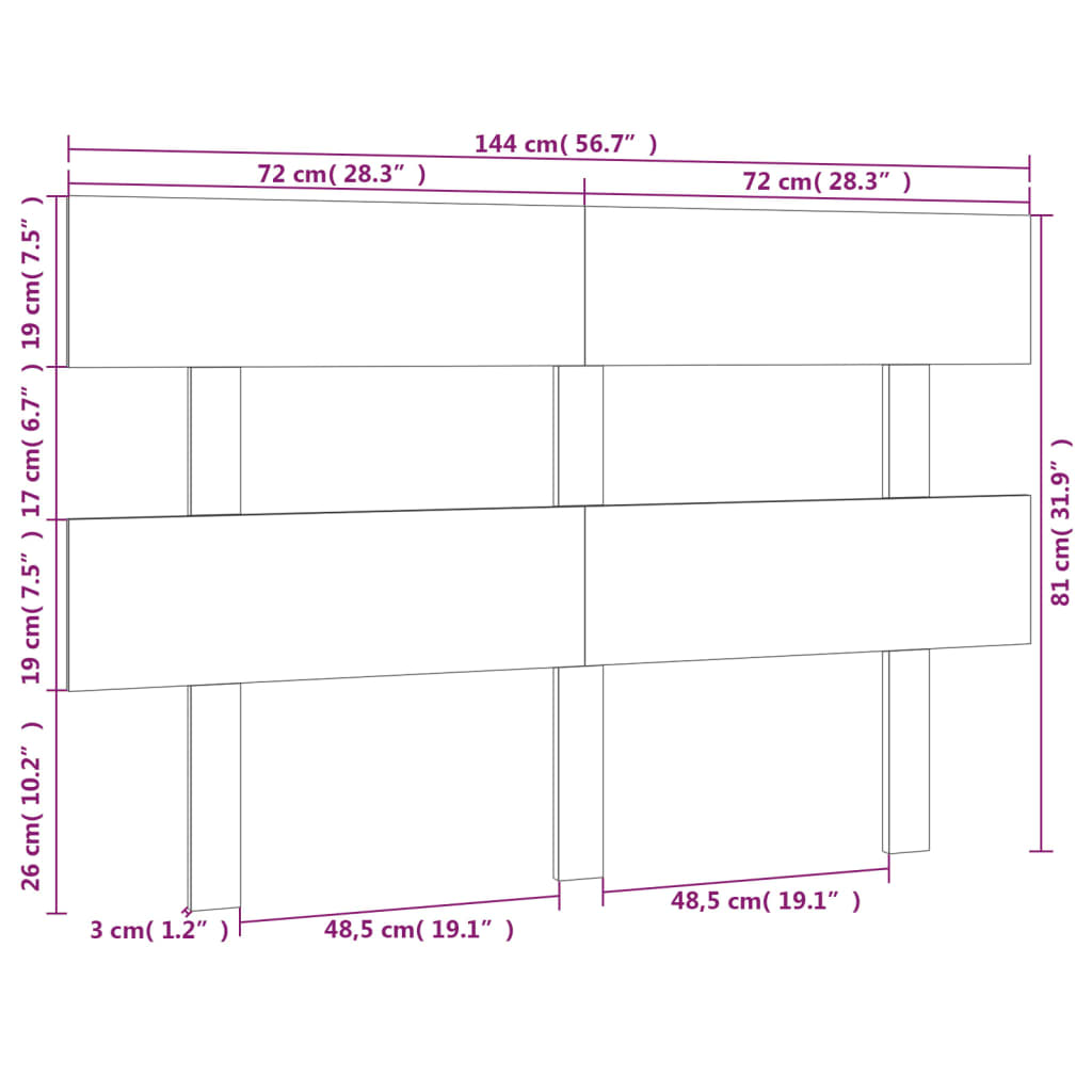 vidaXL Tăblie de pat, negru, 144x3x81 cm, lemn masiv de pin vidaXL Tăblie de pat, negru, 144x3x81 cm, lemn masiv de pin