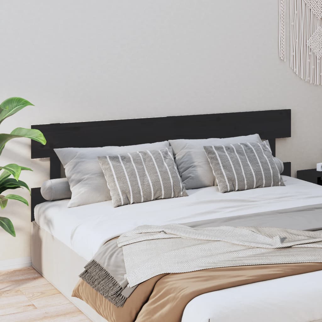 vidaXL Tăblie de pat, negru, 204x3x81 cm, lemn masiv de pin