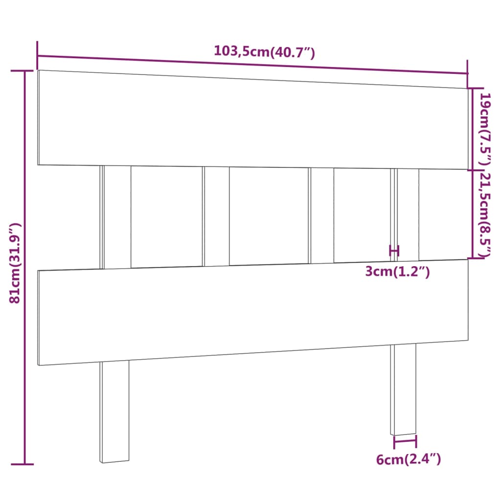 vidaXL Tăblie de pat, maro miere, 103,5x3x81 cm, lemn masiv de pin vidaXL Tăblie de pat, maro miere, 103,5x3x81 cm, lemn masiv de pin