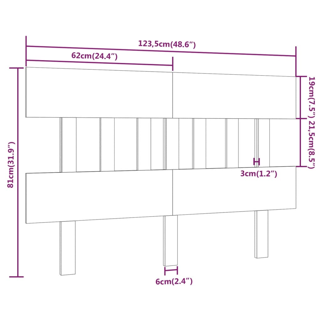 vidaXL Tăblie de pat, negru, 123,5x3x81 cm, lemn masiv de pin vidaXL Tăblie de pat, negru, 123,5x3x81 cm, lemn masiv de pin