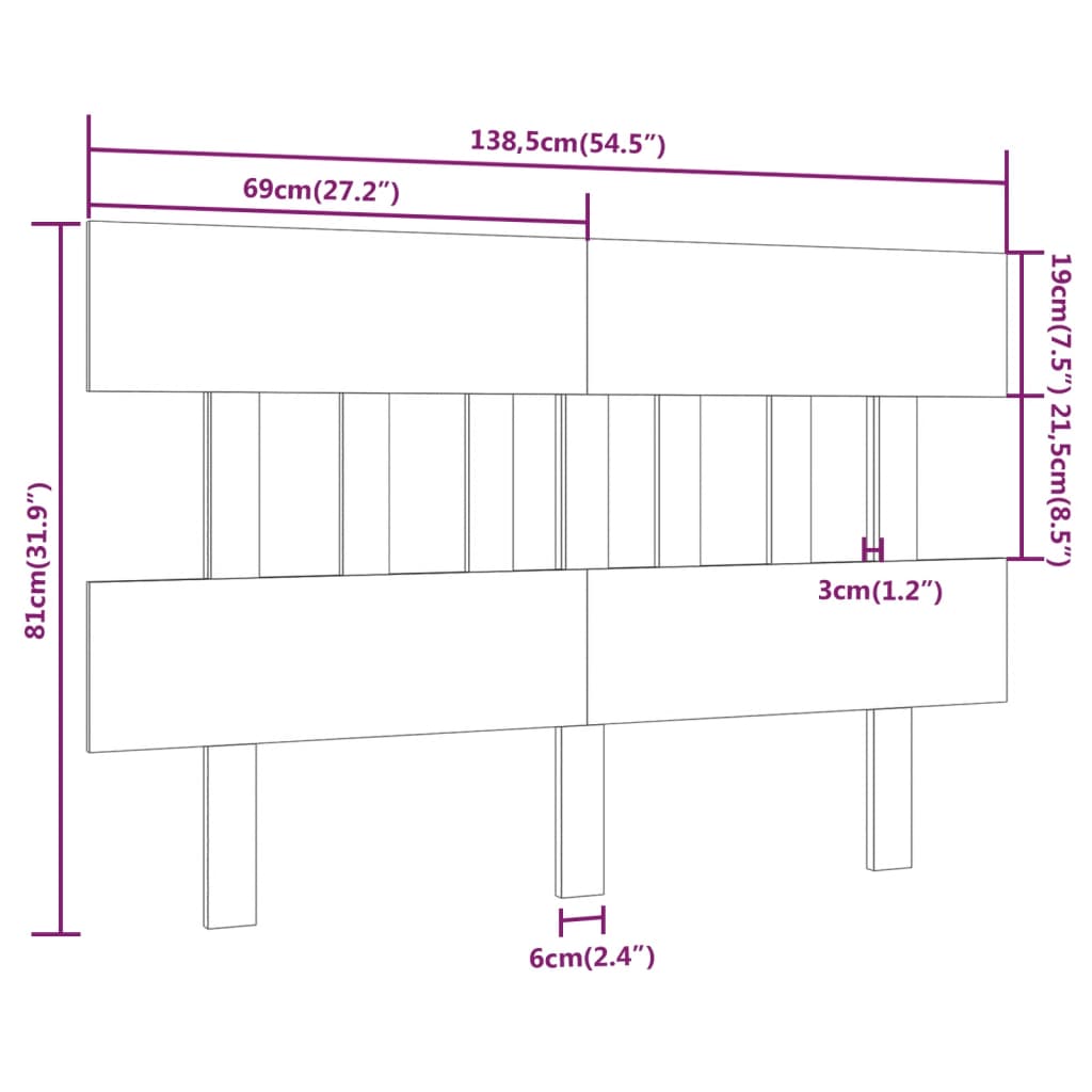 vidaXL Tăblie de pat, maro miere, 138,5x3x81 cm, lemn masiv de pin vidaXL Tăblie de pat, maro miere, 138,5x3x81 cm, lemn masiv de pin