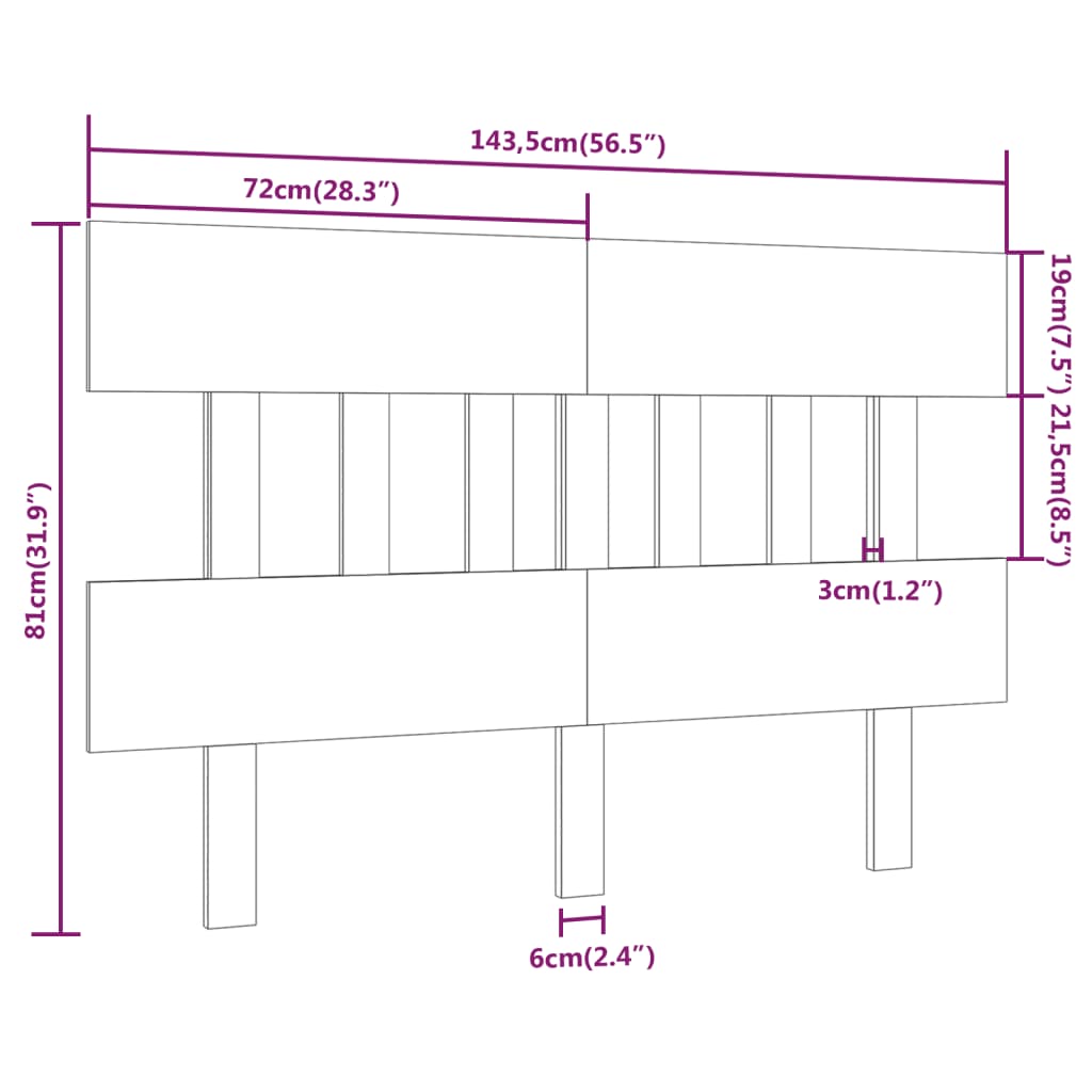 vidaXL Tăblie de pat, negru, 143,5x3x81 cm, lemn masiv de pin vidaXL Tăblie de pat, negru, 143,5x3x81 cm, lemn masiv de pin