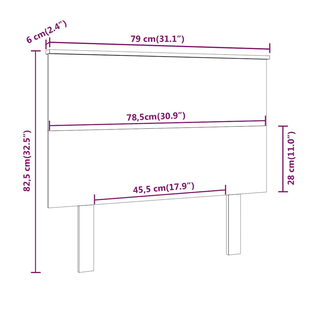 vidaXL Tăblie de pat, 79x6x82,5 cm, lemn masiv de pin