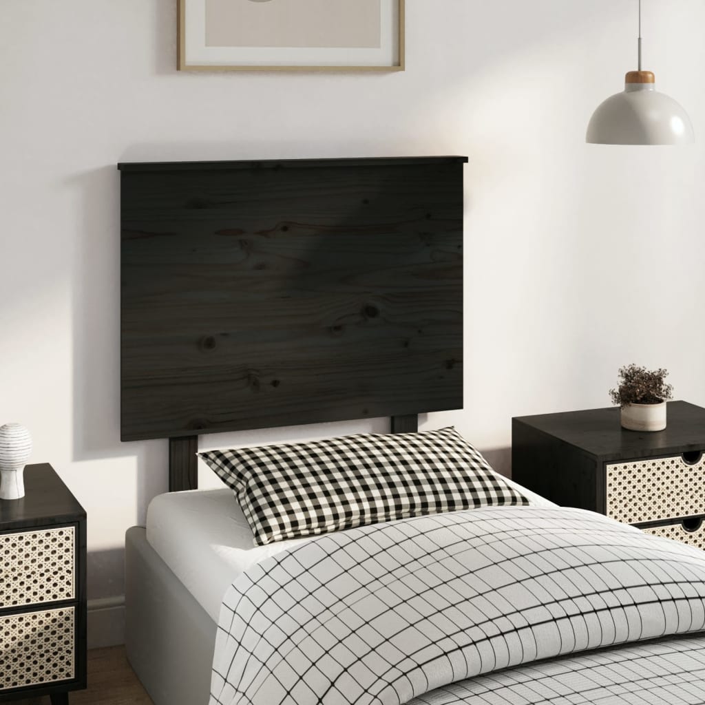 vidaXL Tăblie de pat, negru, 79x6x82,5 cm, lemn masiv de pin