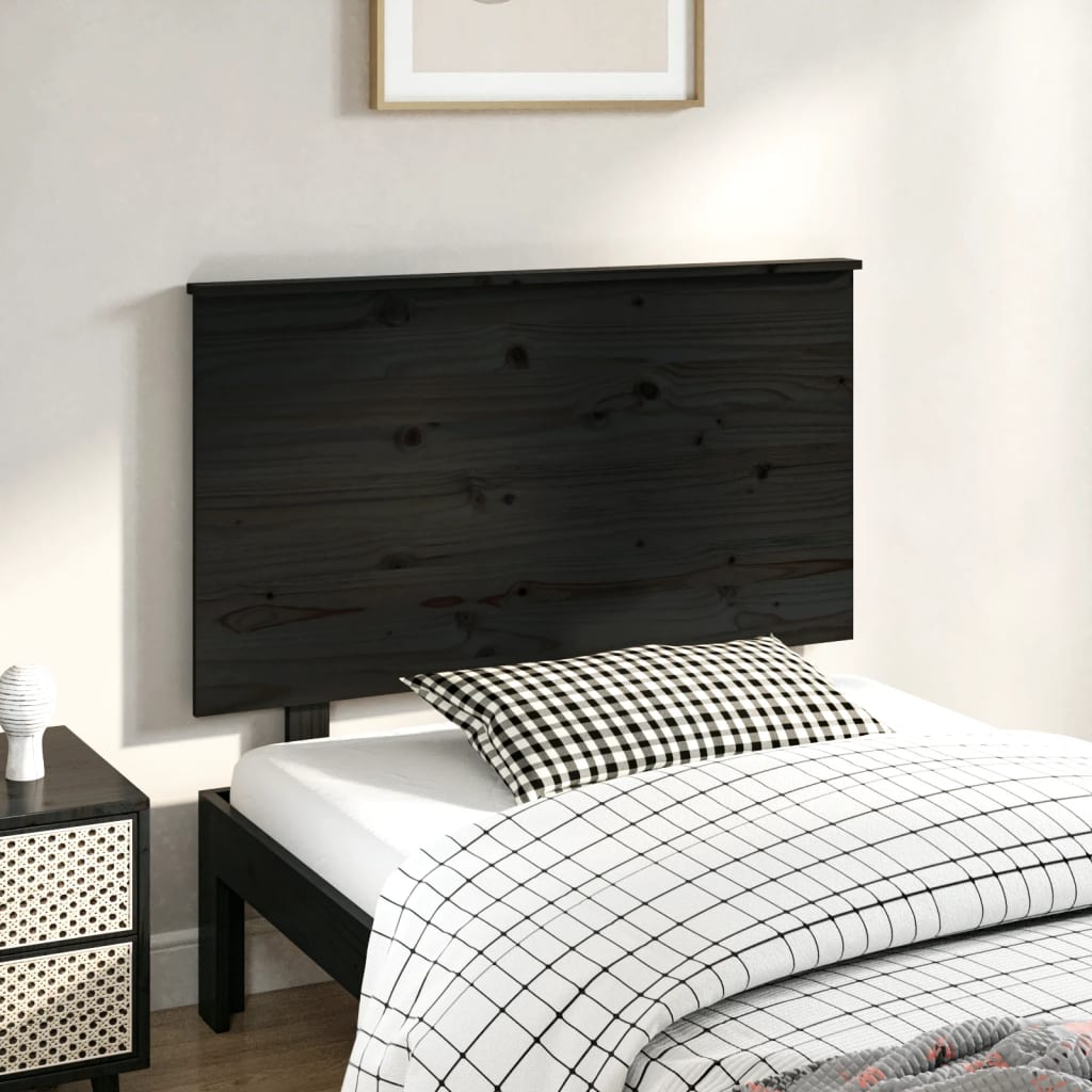 vidaXL Tăblie de pat, negru, 94x6x82,5 cm, lemn masiv de pin