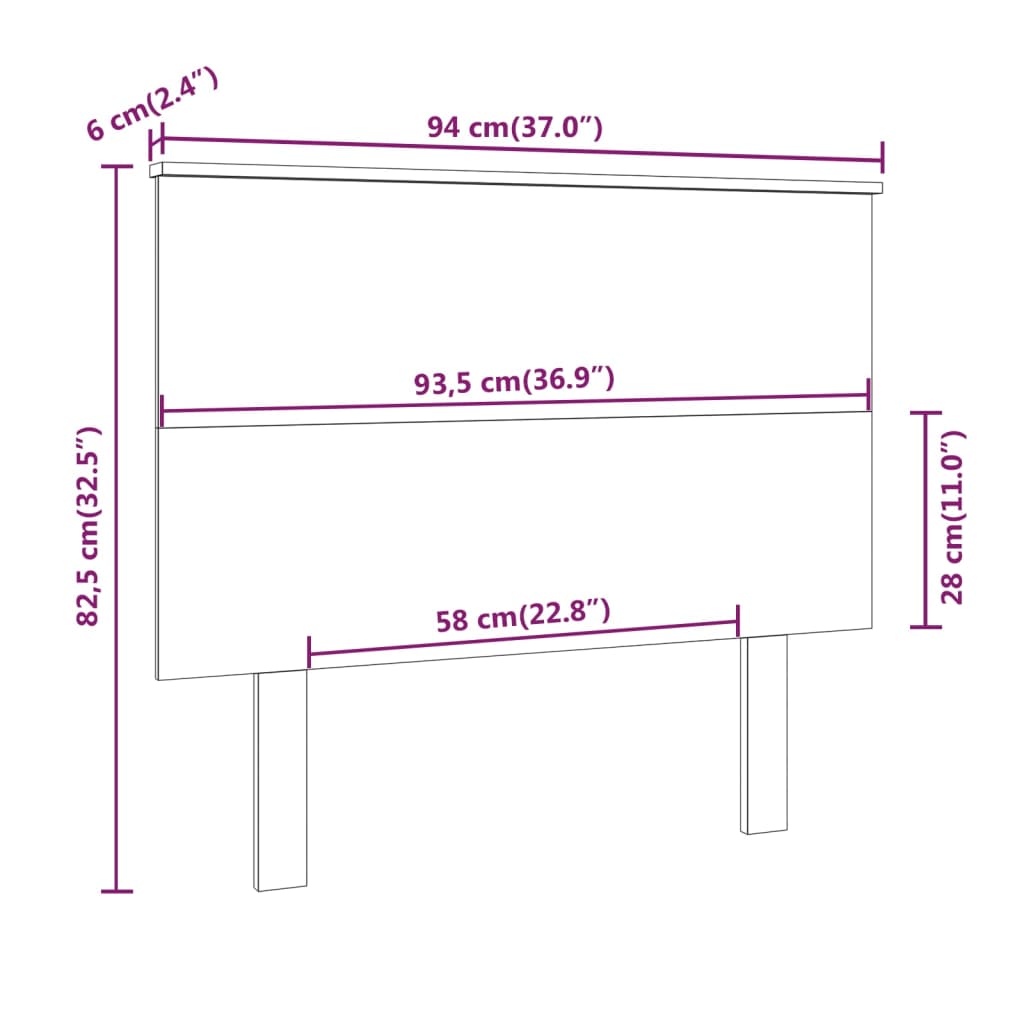 vidaXL Tăblie de pat, negru, 94x6x82,5 cm, lemn masiv de pin