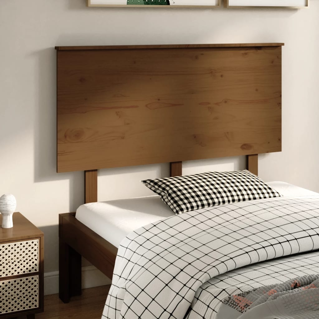 vidaXL Tăblie de pat, maro miere, 124x6x82,5 cm, lemn masiv de pin vidaXL Tăblie de pat, maro miere, 124x6x82,5 cm, lemn masiv de pin