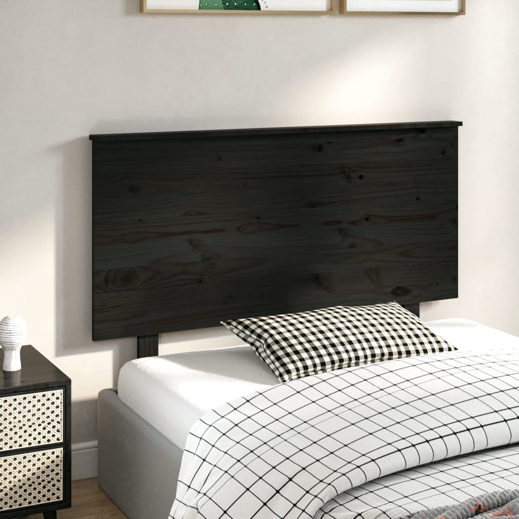 vidaXL Tăblie de pat, negru, 124x6x82,5 cm, lemn masiv de pin vidaXL Tăblie de pat, negru, 124x6x82,5 cm, lemn masiv de pin
