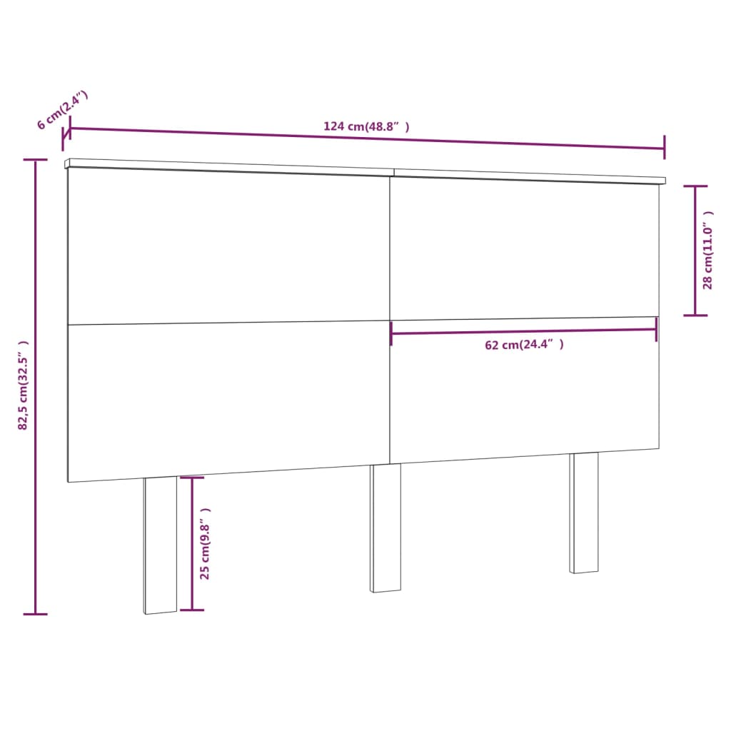 vidaXL Tăblie de pat, negru, 124x6x82,5 cm, lemn masiv de pin vidaXL Tăblie de pat, negru, 124x6x82,5 cm, lemn masiv de pin