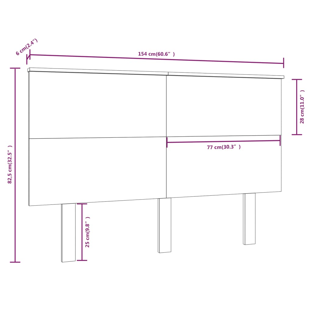 vidaXL Tăblie de pat, 154x6x82,5 cm, lemn masiv de pin