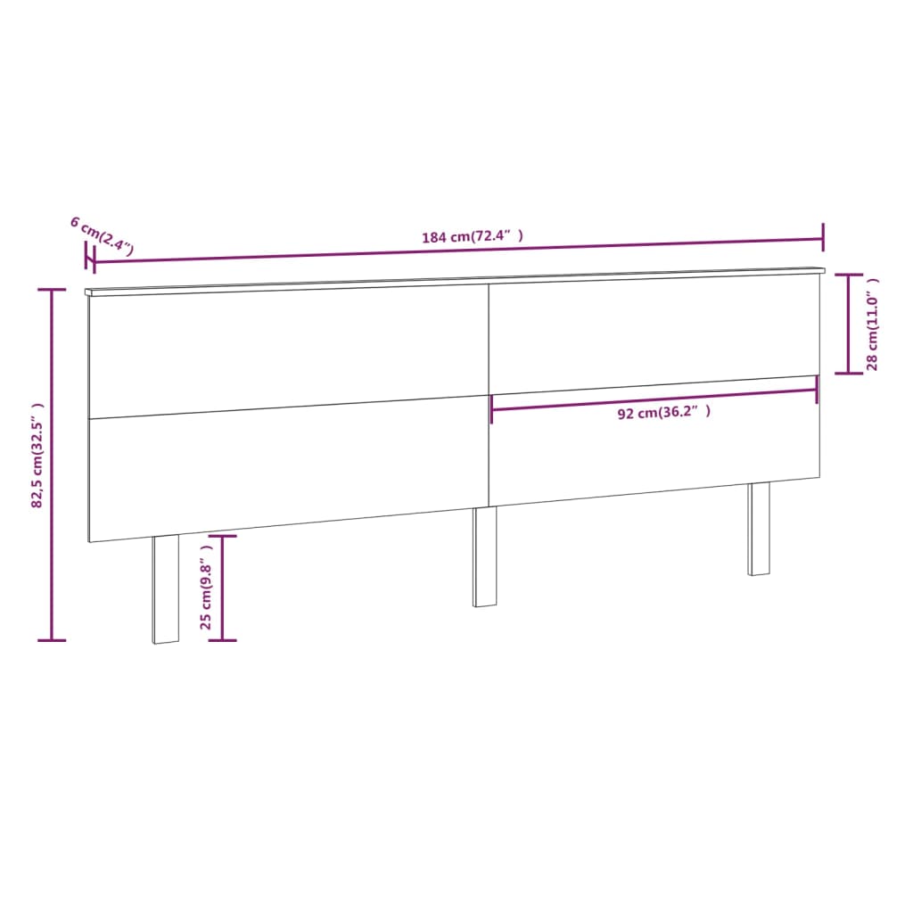 vidaXL Tăblie de pat, 184x6x82,5 cm, lemn masiv de pin vidaXL Tăblie de pat, 184x6x82,5 cm, lemn masiv de pin