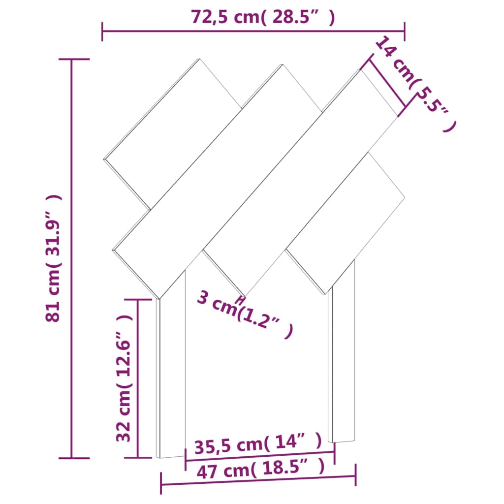 vidaXL Tăblie de pat, maro miere, 72,5x3x81 cm, lemn masiv de pin