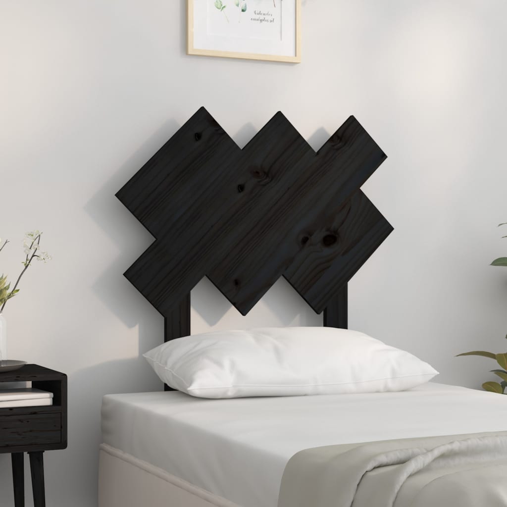 vidaXL Tăblie de pat, negru, 72,5x3x81 cm, lemn masiv de pin