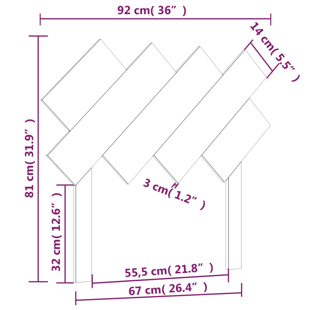 vidaXL Tăblie de pat, gri, 92x3x81 cm, lemn masiv de pin