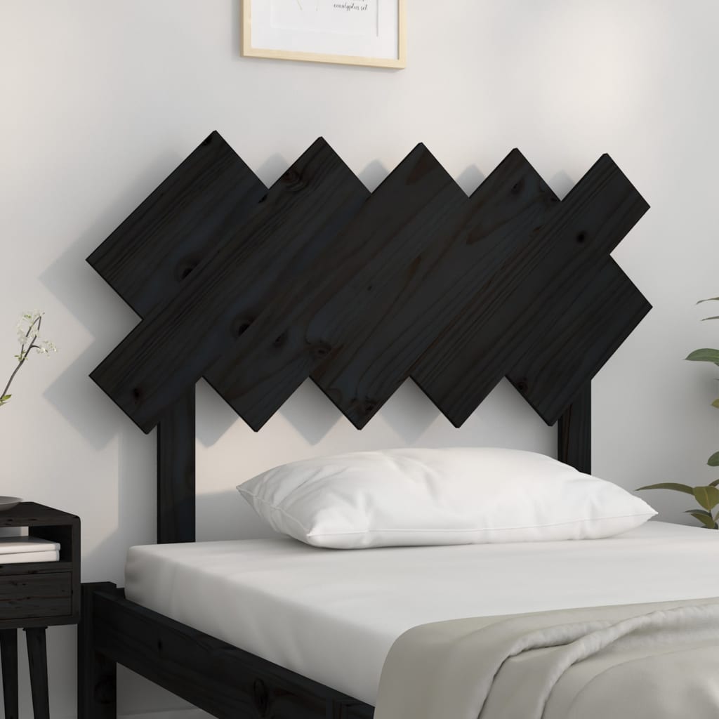 vidaXL Tăblie de pat, negru, 104x3x80,5 cm, lemn masiv de pin vidaXL Tăblie de pat, negru, 104x3x80,5 cm, lemn masiv de pin