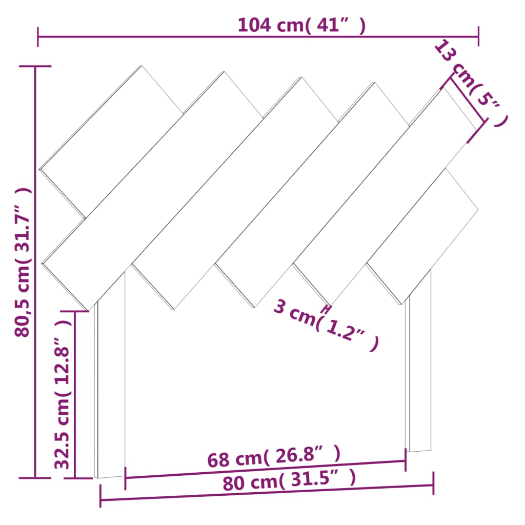 vidaXL Tăblie de pat, negru, 104x3x80,5 cm, lemn masiv de pin vidaXL Tăblie de pat, negru, 104x3x80,5 cm, lemn masiv de pin