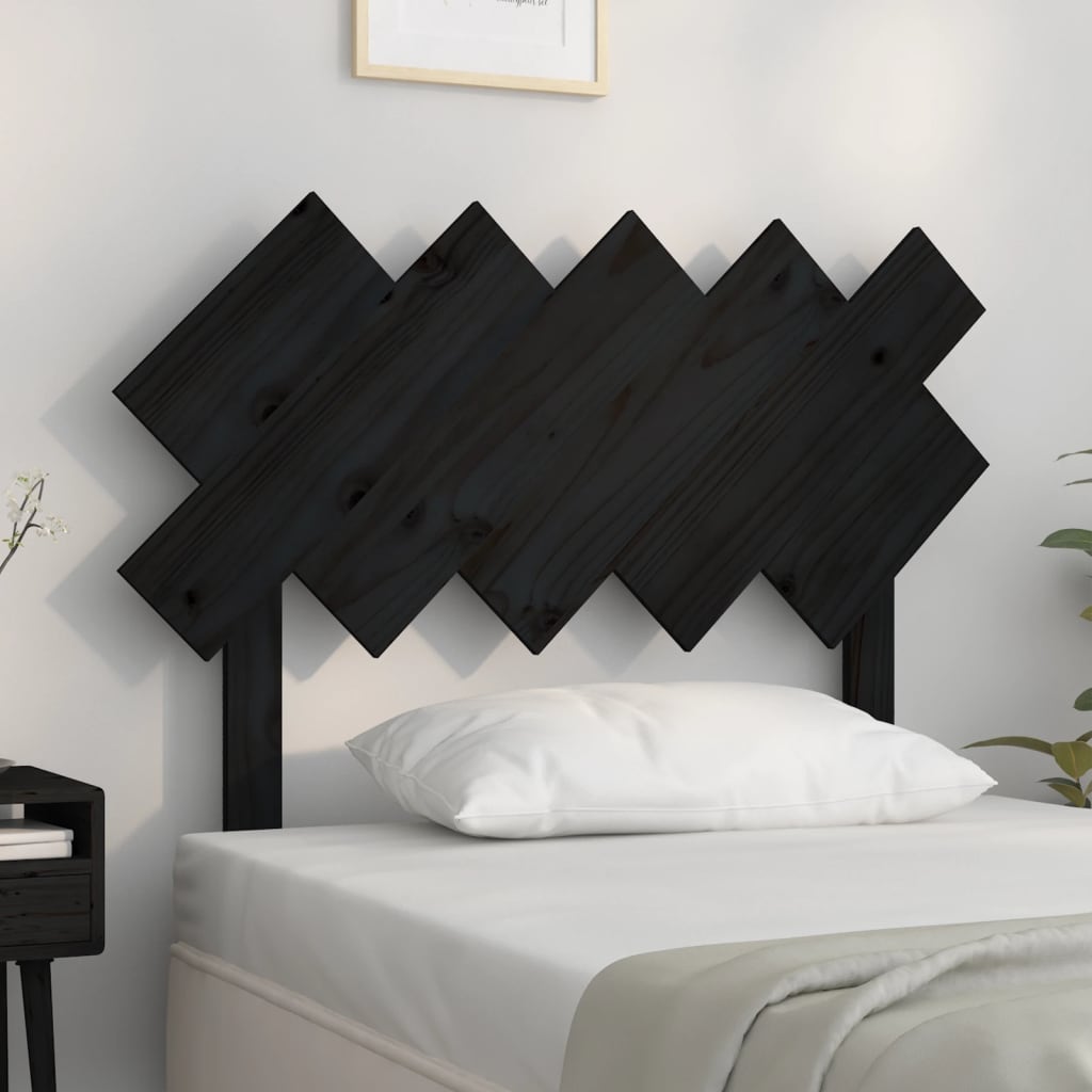 vidaXL Tăblie de pat, negru, 104x3x80,5 cm, lemn masiv de pin vidaXL Tăblie de pat, negru, 104x3x80,5 cm, lemn masiv de pin
