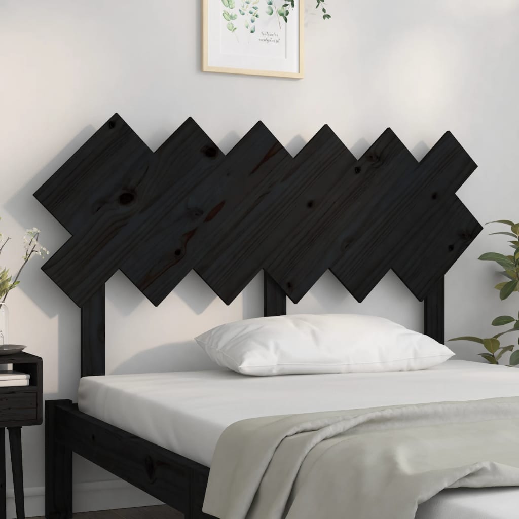 vidaXL Tăblie de pat, negru, 132x3x81 cm, lemn masiv de pin vidaXL Tăblie de pat, negru, 132x3x81 cm, lemn masiv de pin
