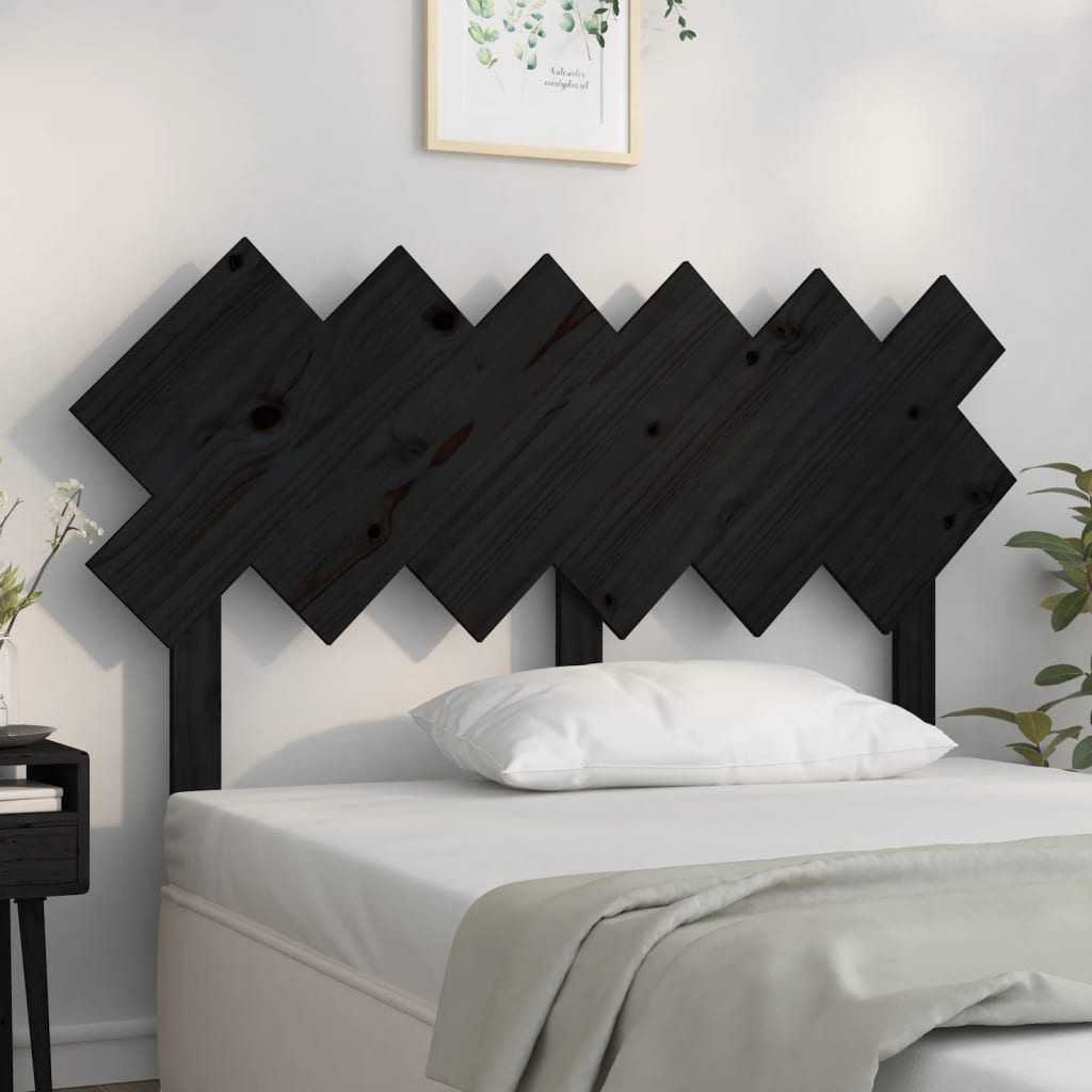 vidaXL Tăblie de pat, negru, 132x3x81 cm, lemn masiv de pin vidaXL Tăblie de pat, negru, 132x3x81 cm, lemn masiv de pin