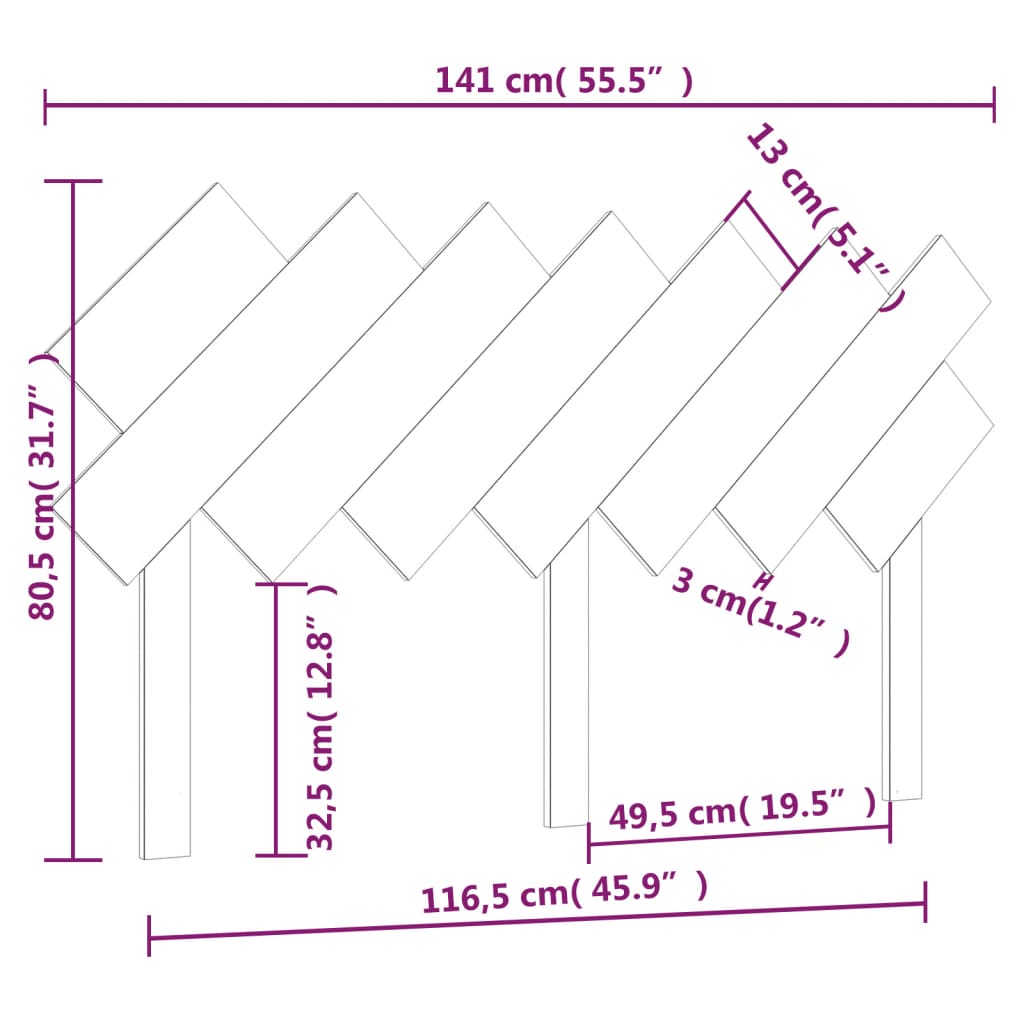 vidaXL Tăblie de pat, alb, 141x3x80,5 cm, lemn masiv de pin