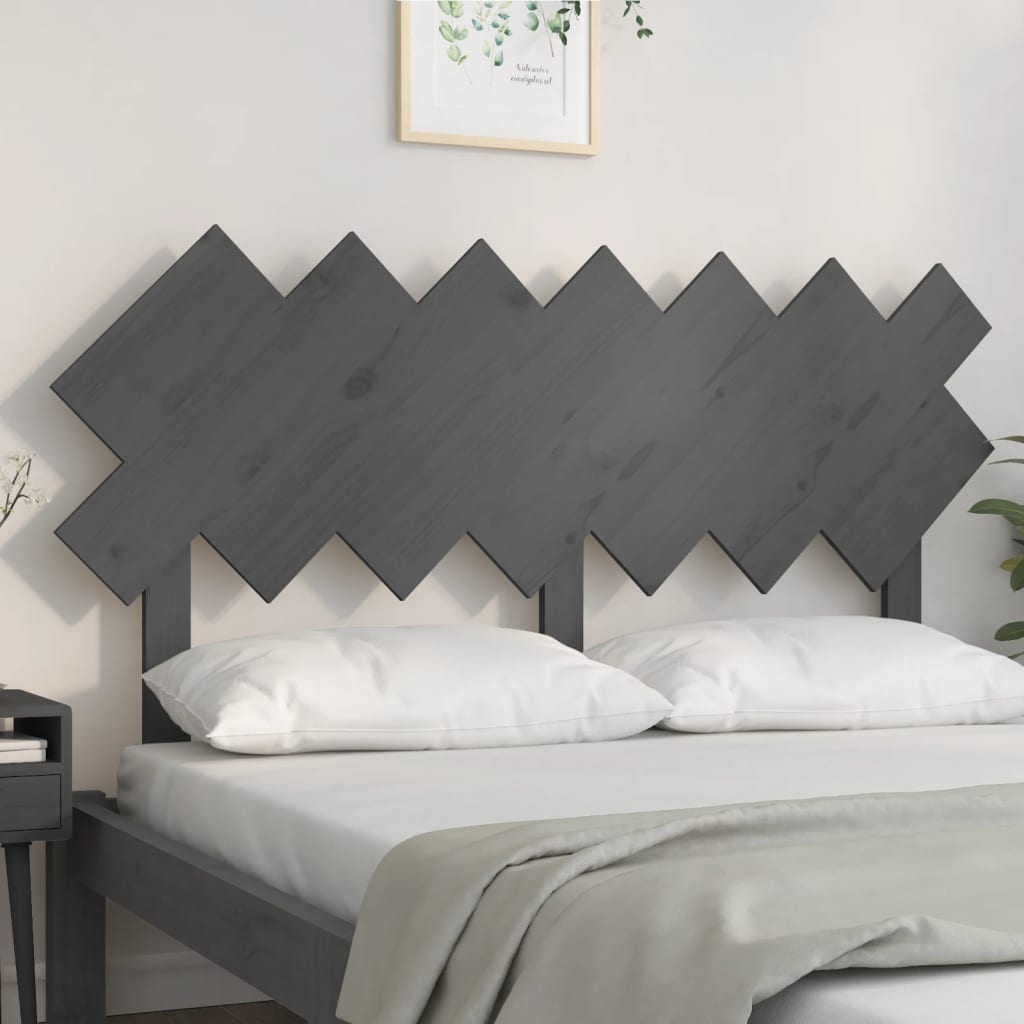 vidaXL Tăblie de pat, gri, 141x3x80,5 cm, lemn masiv de pin
