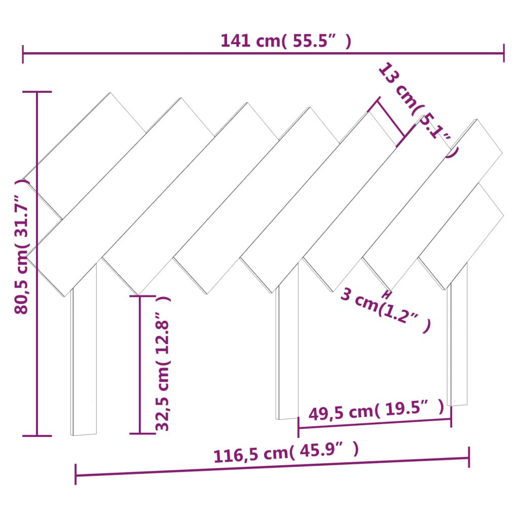vidaXL Tăblie de pat, gri, 141x3x80,5 cm, lemn masiv de pin