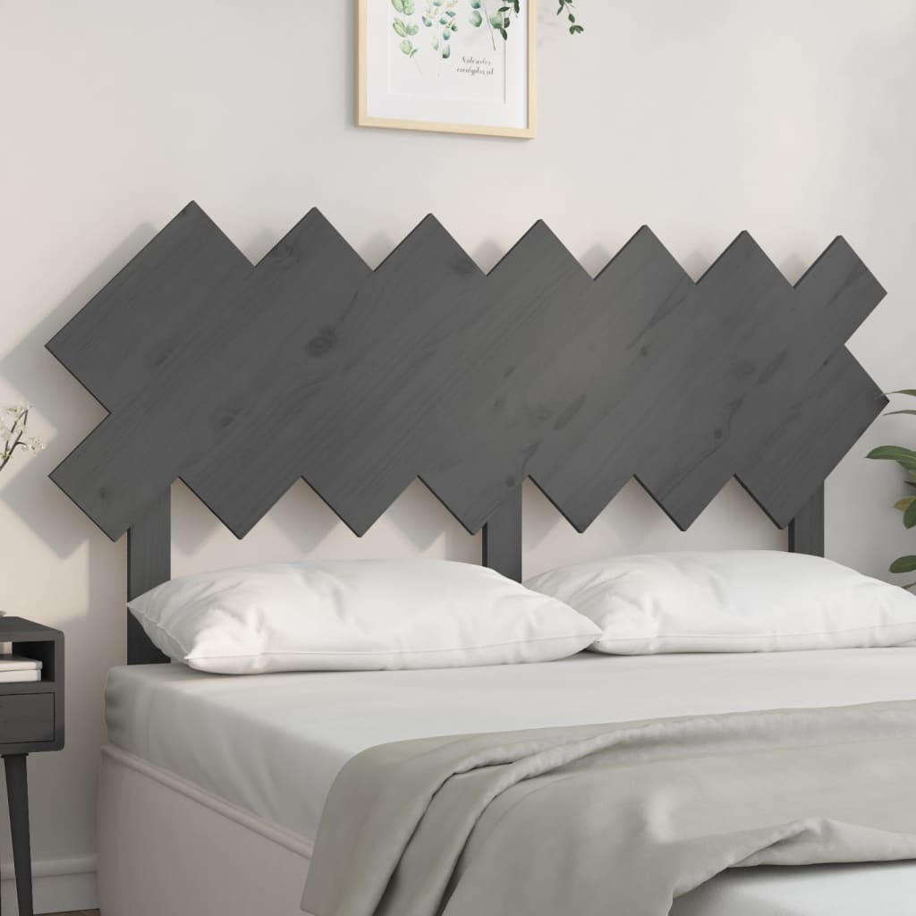 vidaXL Tăblie de pat, gri, 141x3x80,5 cm, lemn masiv de pin