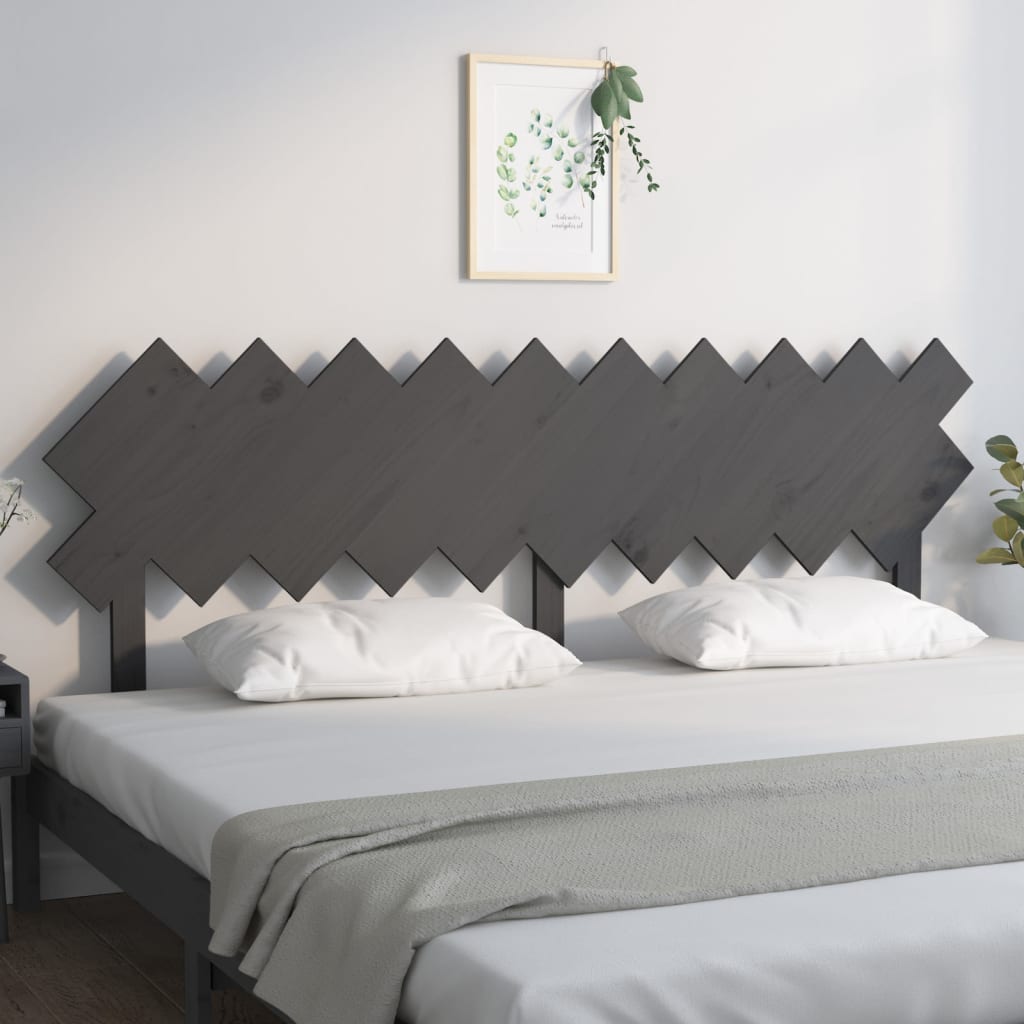vidaXL Tăblie de pat, gri, 196x3x80,5 cm, lemn masiv de pin