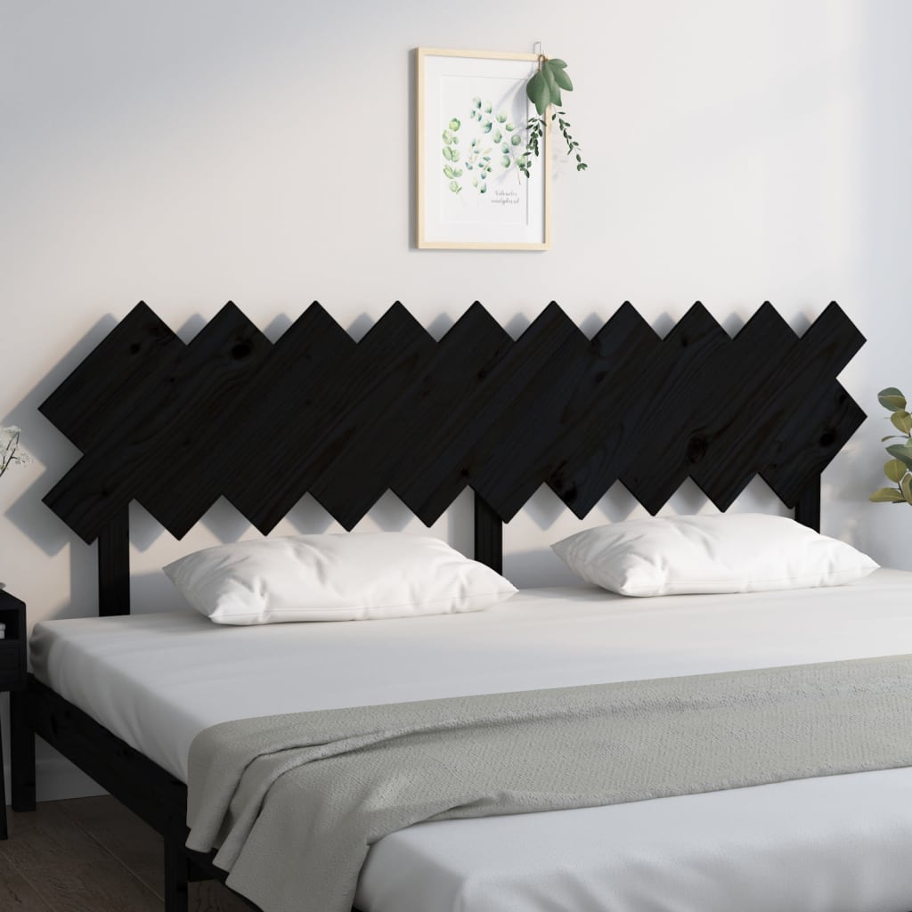 vidaXL Tăblie de pat, negru, 196x3x80,5 cm, lemn masiv de pin